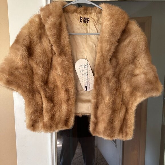 Sears Jackets & Blazers - Sears genuine blonde natural mink fur stole wrap size medium original tag cape